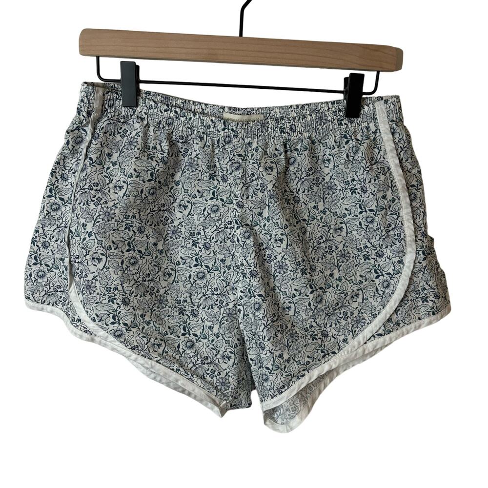 Ann Mashburn Track Short - 100% cotton - Blue white floral pattern - Medium